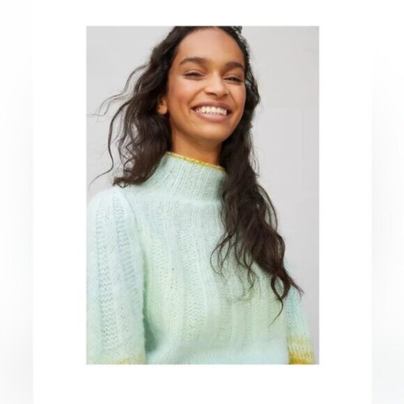 Anthropologie Perri Ombre Tunic Sweater / XSmall / Mint Purple Wool Alpaca Long - Picture 10 of 10